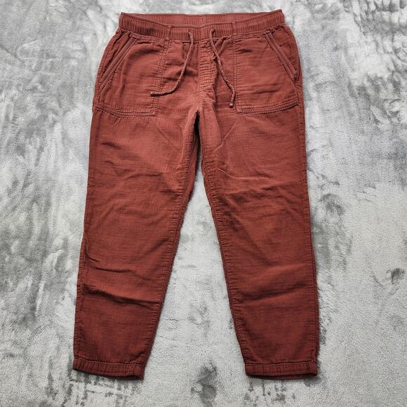 Old Navy Pants - Old Navy Pants Womens L Brown Pull On Tapered Ankle Drawstring Cotton Gauze